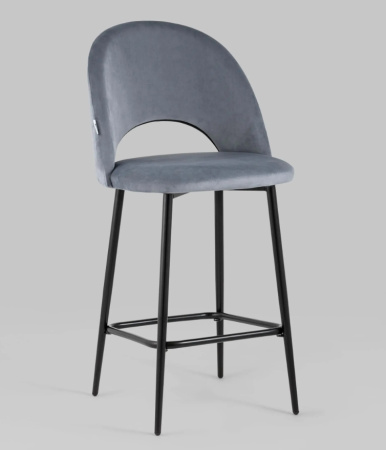 Стул полубарный Меган велюр серый