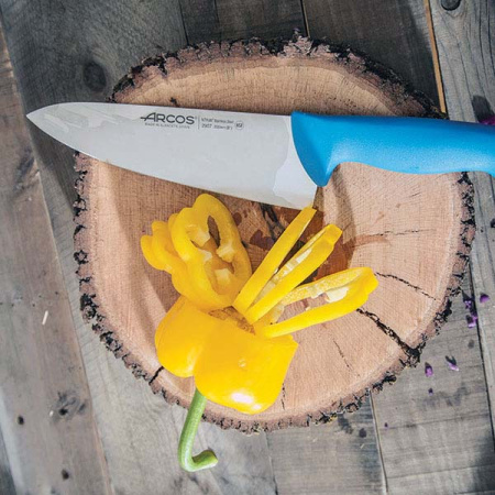 Нож поварской «2900»; сталь нерж.,полипроп.; L=33.3/20,B=5см; синий,металлич.