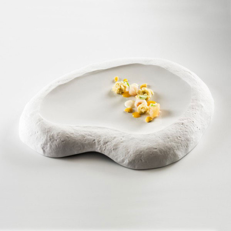 Тарелка для презентаций «Сенд»; фарфор; H=4,L=31,B=26см; бежев.,матовый