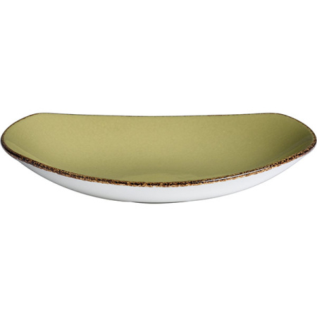 Тарелка глубокая овальная «Террамеса олива»; фарфор; H=6,L=31,B=26см; олив.