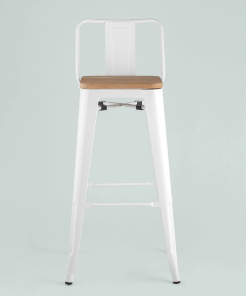 Стул барный TOLIX WOOD со спинкой белый глянцевый