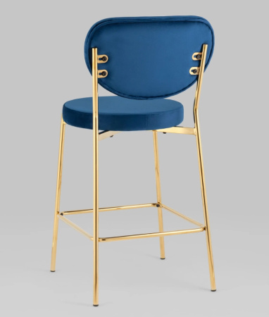 Стул полубарный Барбара велюр королевский синий, золотые ножки