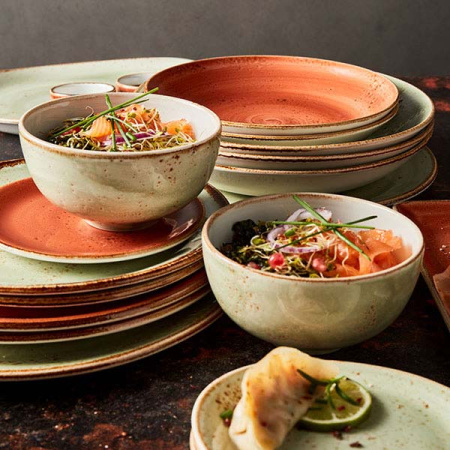 Салатник «Крафт»; фарфор; 457мл; D=12.7,H=7см; зелен.