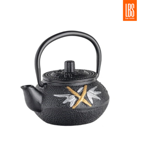 Чайник чугунный черный с цветами LBS 300 мл