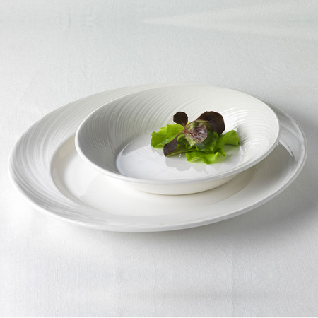 Блюдо овальное «Спайро»; фарфор; H=2,L=33,B=26см; белый