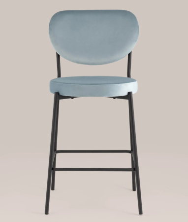 Стул полубарный Барбара NEW велюр серо-голубой