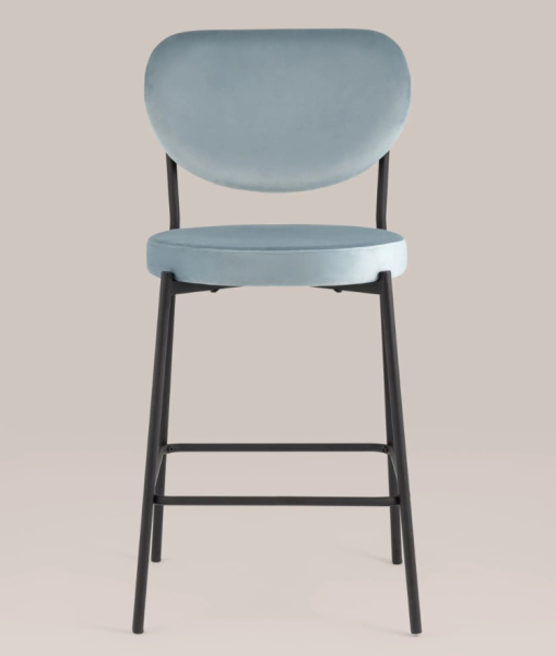 Стул полубарный Барбара NEW велюр серо-голубой