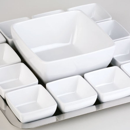 Салатник квадратный; пластик; 400мл; H=6.5,L=12.5,B=12.5см; белый