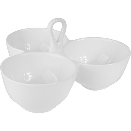 Менажница тройная «Кунстверк»; фарфор; 250мл; D=10,H=12,L=20.5,B=20.5см; белый