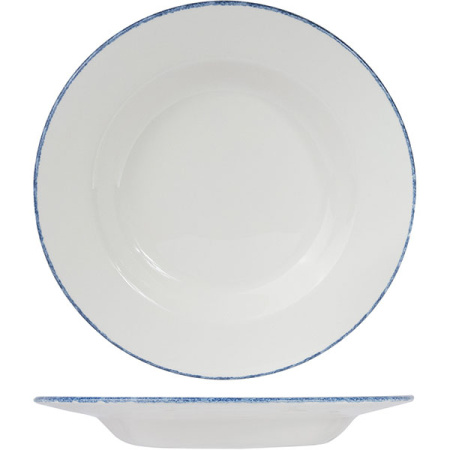Блюдо круглое глубокое «Блю дэппл»; фарфор; 600мл; D=30,H=3.2см; белый,синий