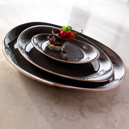 Тарелка пирожковая «Крафт»; фарфор; D=15.5,H=2,L=15.5,B=13см; серый