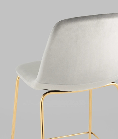 Стул полубарный Валенсия SN велюр серый золотые ножки