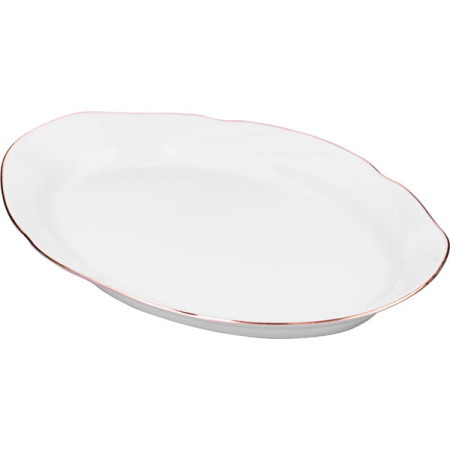 Блюдо овал. «Голубка»; фарфор; L=33,B=23.5см; белый,золотой