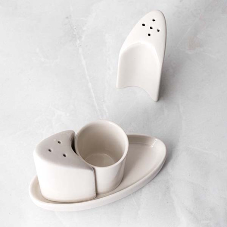 Набор для специй 3 пр-та на подставке; фарфор; белый