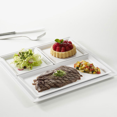 Блюдо прямоугольное «Тайм сквэа»; фарфор; H=1.5,L=26.3,B=13см; белый