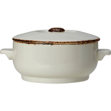 Бульонная чашка с крышкой «Браун дэппл»; фарфор; 425мл; белый,коричнев.