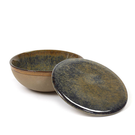 Салатник с крышкой «Серфис»; керамика; D=13,H=5см; сизый