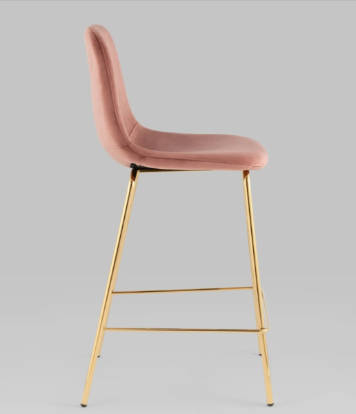 Стул полубарный Валенсия SN велюр розовый золотые ножки