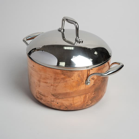 Кастрюля с крышкой 3-х слойная медь; сталь нерж.,алюмин.; 6л; D=24,H=13.5см