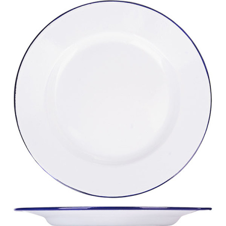 Тарелка мелкая эмалиров.; сталь; D=24,H=2см; белый,синий