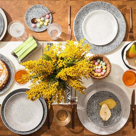 Тарелка  мелкая «Инк Грэй»; фарфор; D=20.2см; белый,серый