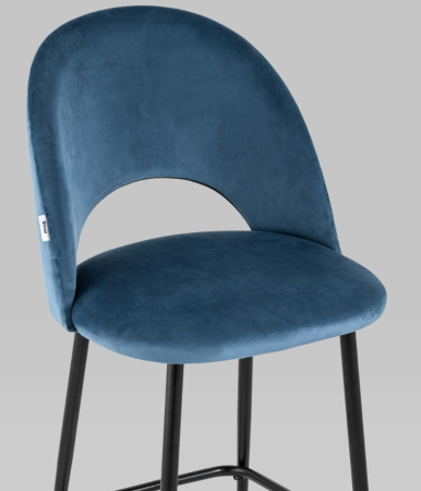 Стул полубарный Меган велюр пыльно-синий