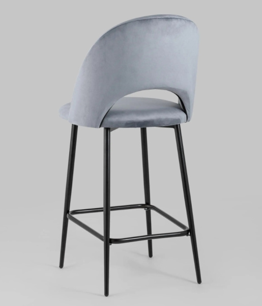 Стул полубарный Меган велюр серый