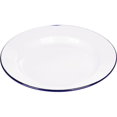 Тарелка мелкая эмалиров.; сталь; D=26см; белый,синий