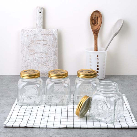 Банка с крышкой «Хоммэйд»; стекло,металл; 500мл; прозр.,металлич.