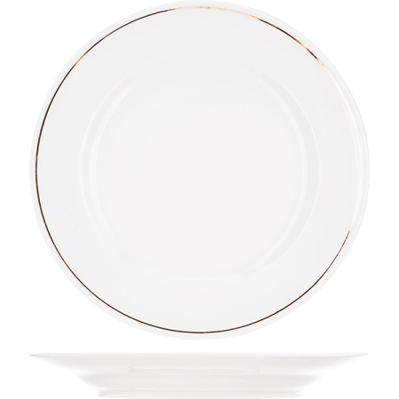 Тарелка мелкая «Идиллия»; фарфор; D=24,H=3см; белый,золотой