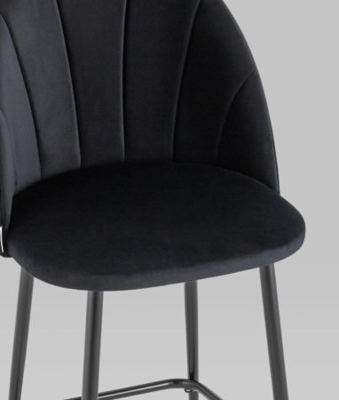 Стул полубарный Логан велюр черный