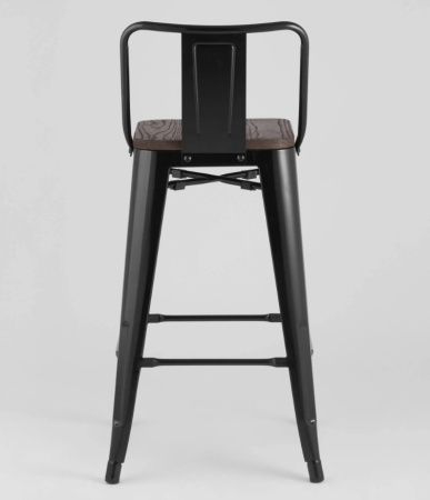 Стул полубарный TOLIX WOOD со спинкой черный глянцевый