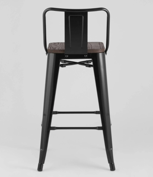Стул полубарный TOLIX WOOD со спинкой черный глянцевый