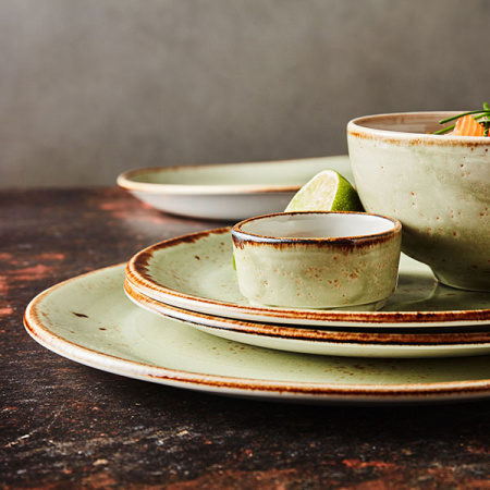 Тарелка мелкая «Крафт»; фарфор; D=23,H=2см; зелен.