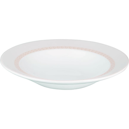 Тарелка глубокая «Антуанетт»; фарфор; 380мл; D=24,H=4см; белый,олив.