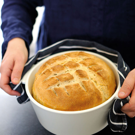 Кастрюля для запекания с крышкой; керамика,сталь нерж.; 0.5л; D=13.6см; белый,красный