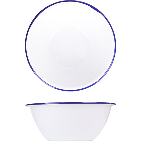 Салатник эмалиров.; сталь; 500мл; D=15,H=5.5см; белый,синий
