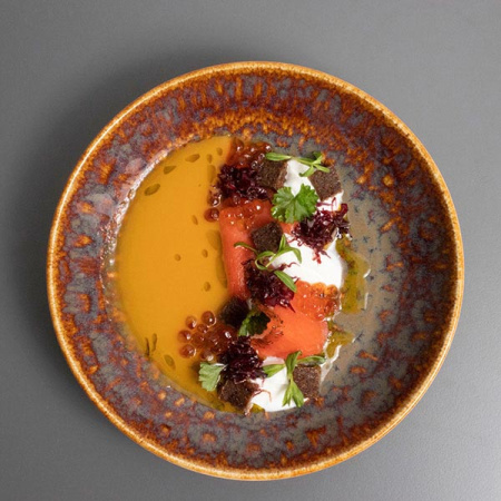 Салатник «Везувиус»; фарфор; 650мл; D=21.5см; амбер