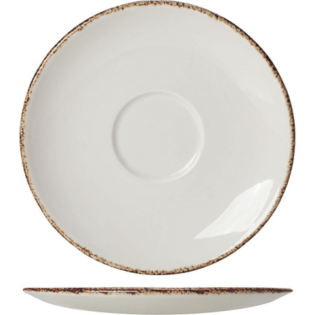 Блюдце «Браун дэппл»; фарфор; D=15см; белый,коричнев.
