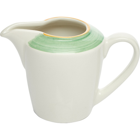 Молочник «Рио Грин»; фарфор; 142мл; H=8,L=13см; белый,зелен.
