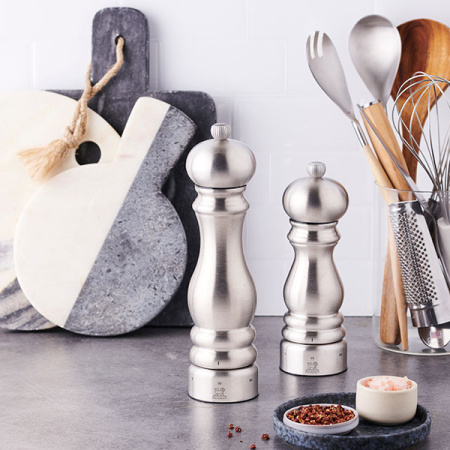 Мельница для соли «Париж»; металл; D=6,H=22см; серебрист.