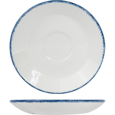 Блюдце «Блю дэппл»; фарфор; D=15.5,H=2см; белый,синий