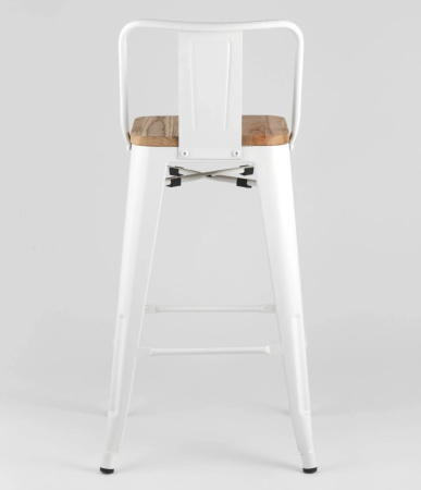 Стул полубарный TOLIX WOOD со спинкой белый глянцевый