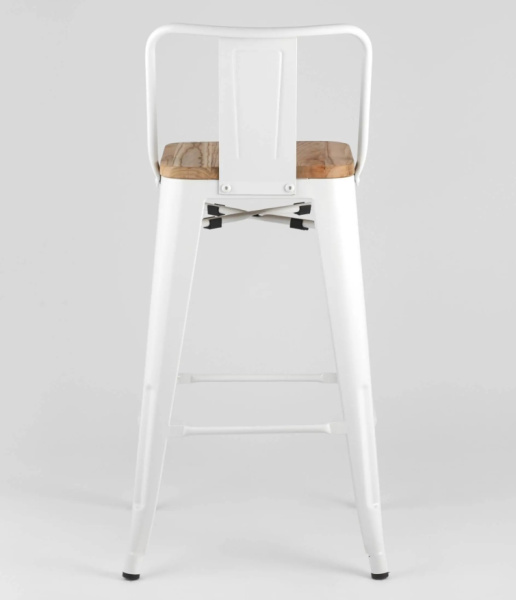 Стул полубарный TOLIX WOOD со спинкой белый глянцевый