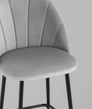 Стул полубарный Логан велюр светло-серый