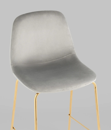 Стул полубарный Валенсия SN велюр серый золотые ножки