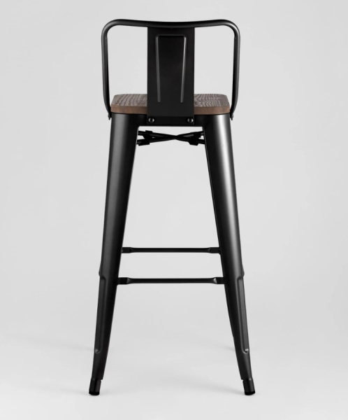 Стул барный TOLIX WOOD со спинкой черный глянцевый