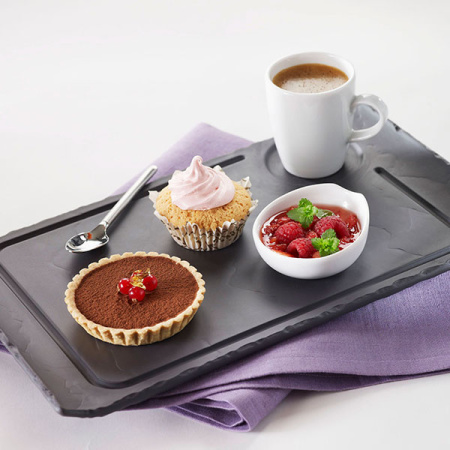 Блюдо для гамбургера «Базальт»; фарфор; D=6.8,L=33,B=20см; черный,матовый