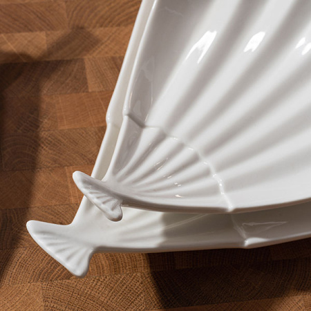 Блюдо-веер на ножках «Кунстверк»; фарфор; H=4,L=20.5,B=17.5см; белый