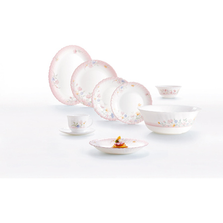 Салатник с цветн.декором; стекло; 270мл; D=12см; белый,разноцветн.